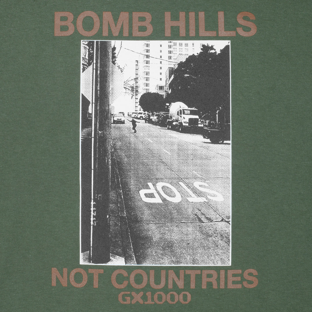 GX1000 Bomb Hills Not Countries Tee - Desert Green w/ Brown Font