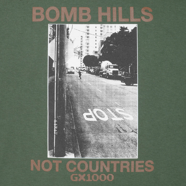 GX1000 Bomb Hills Not Countries Tee - Desert Green w/ Brown Font