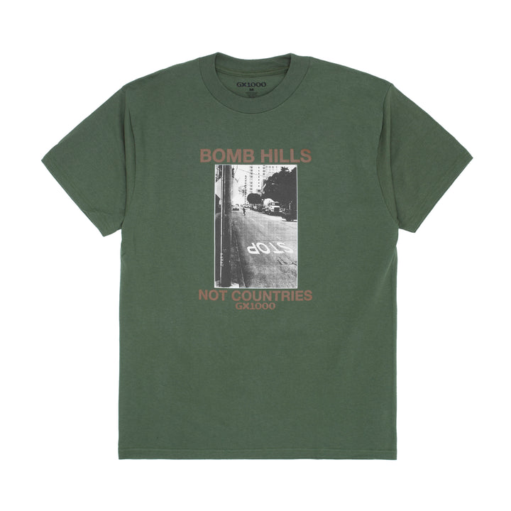 GX1000 Bomb Hills Not Countries Tee - Desert Green w/ Brown Font