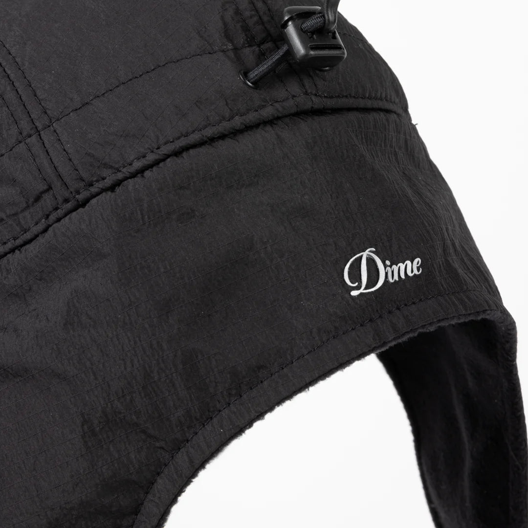 Dime Cursive Earflap Cap - Black