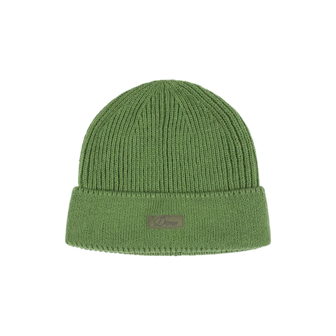 Dime Cursive Rib Beanie - Khaki Green
