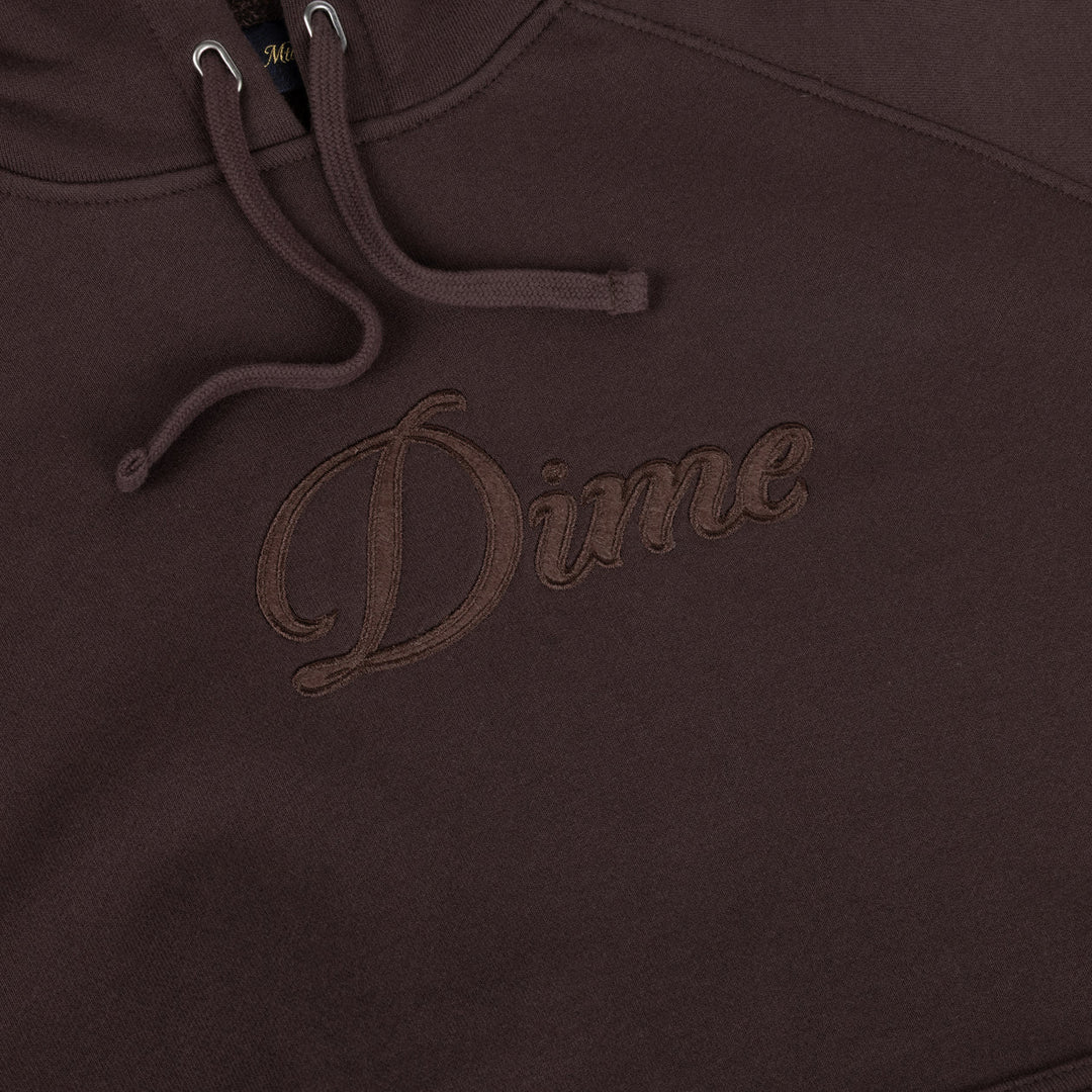 Dime Cursive Hoodie - Dark Brown
