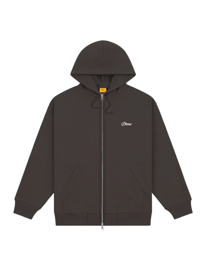 Dime Cursive Logo Zip Hoodie - Vintage Black