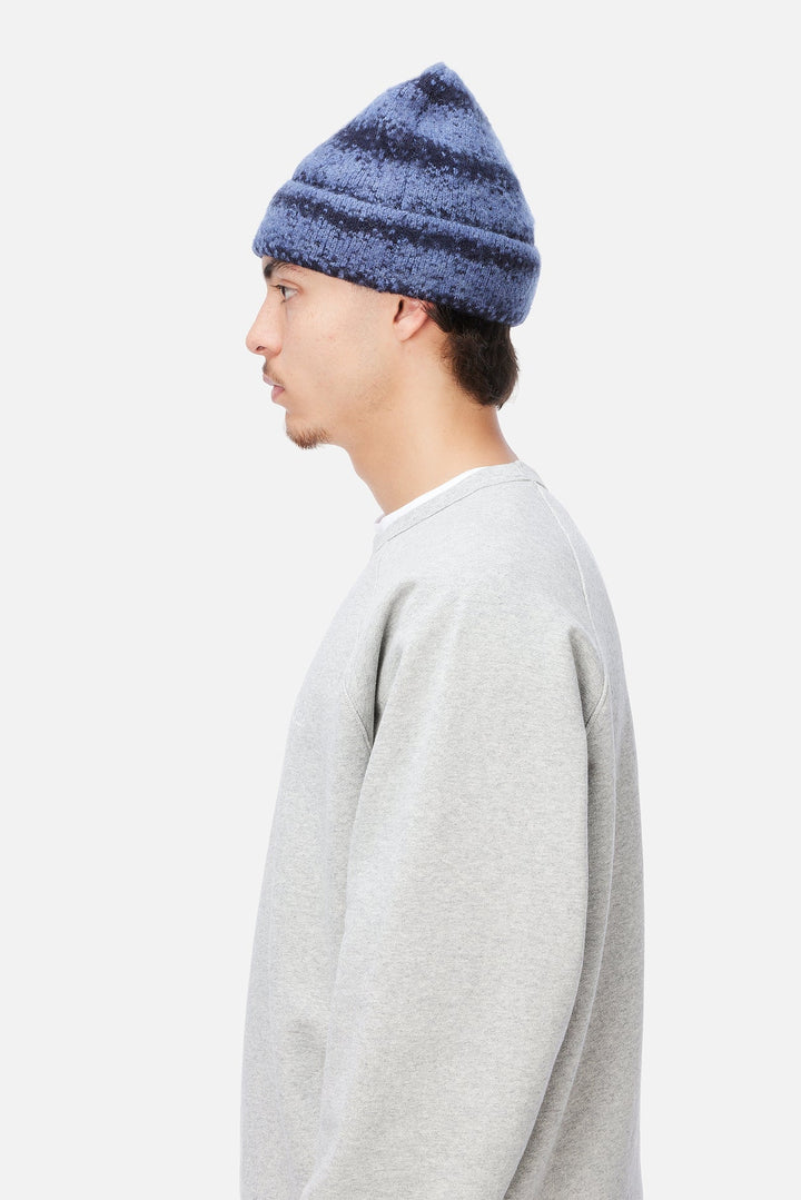 Dime Mohair Striped Beanie - Blue
