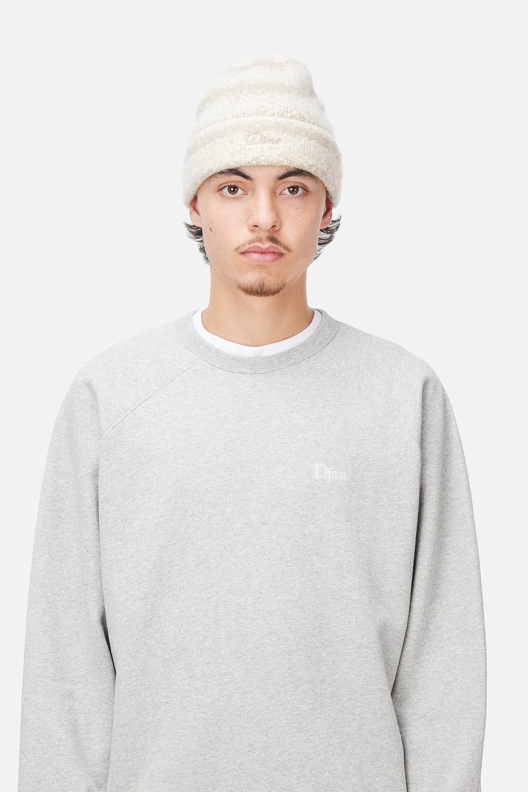 Dime Mohair Striped Beanie - Cream