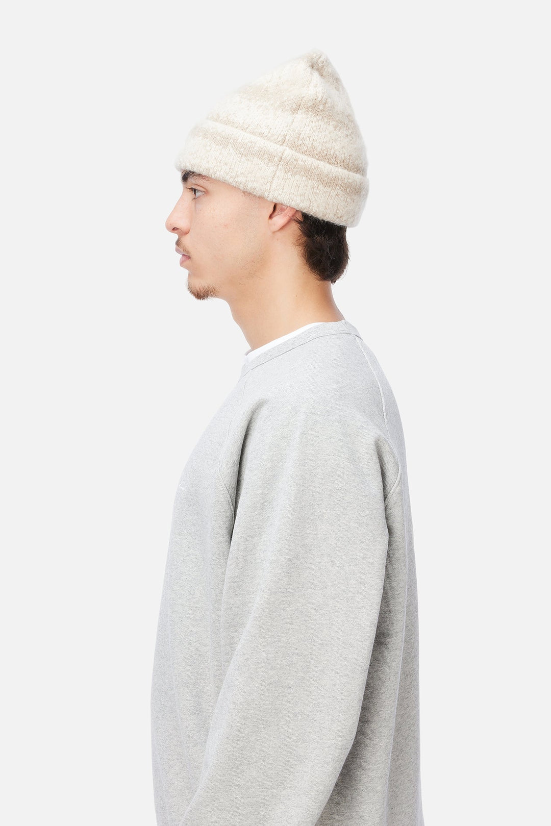 Dime Mohair Striped Beanie - Cream