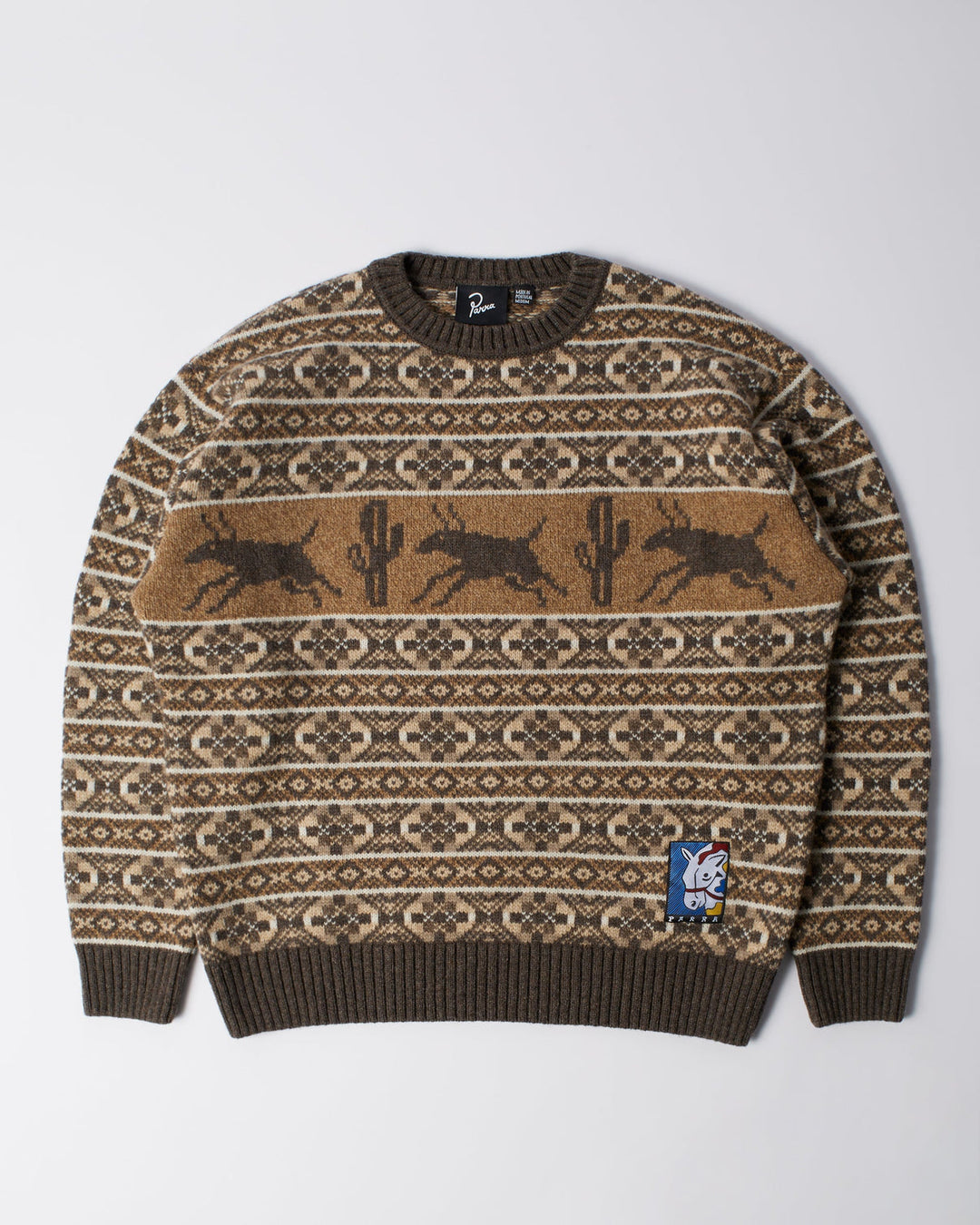 Parra Cactus Bull Knitted Sweater - Brown