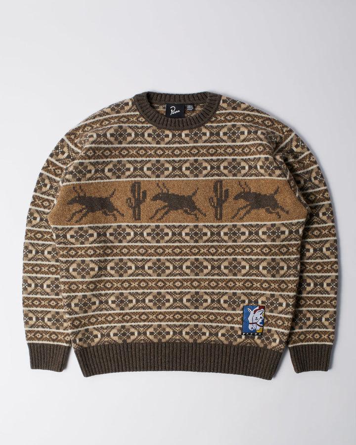 Parra Cactus Bull Knitted Sweater - Brown