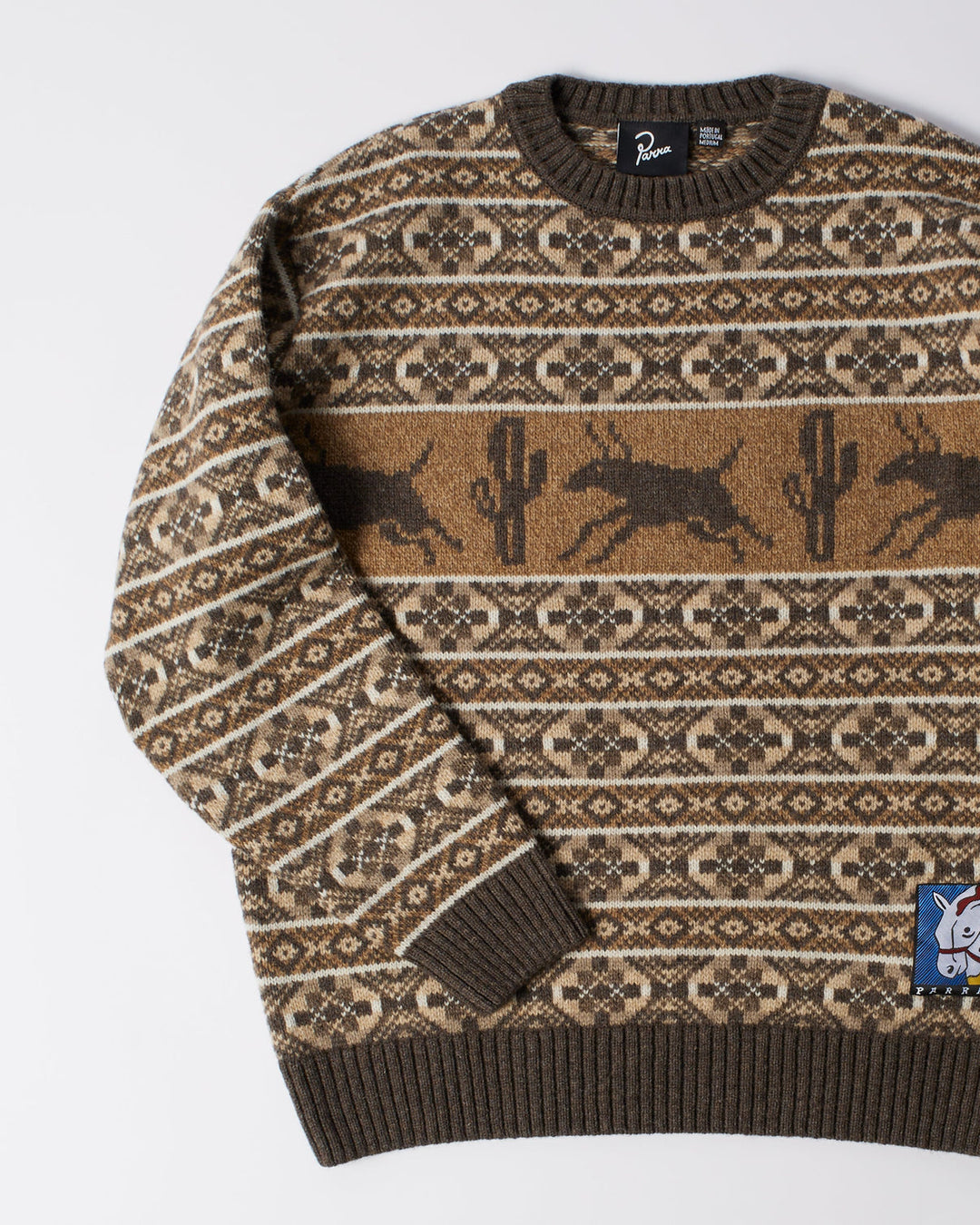 Parra Cactus Bull Knitted Sweater - Brown