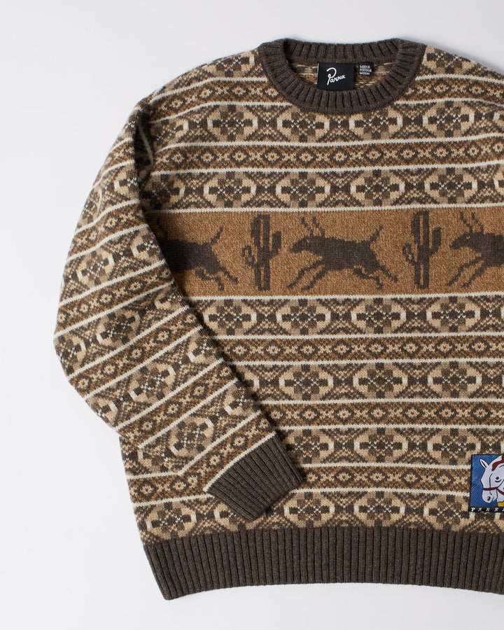Parra Cactus Bull Knitted Sweater - Brown