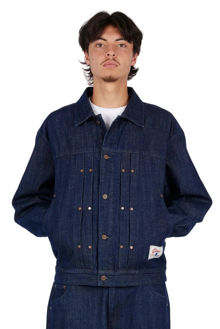 Dime Pleated Denim Jacket - Indigo