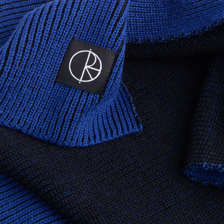 Polar Lines Merino Scarf - Egyptian Blue / Black