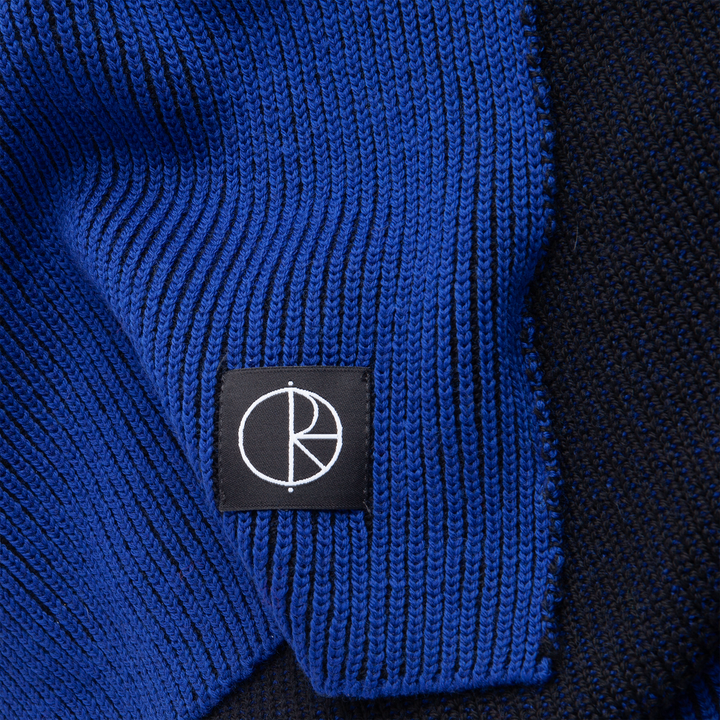 Polar Lines Merino Scarf - Egyptian Blue / Black