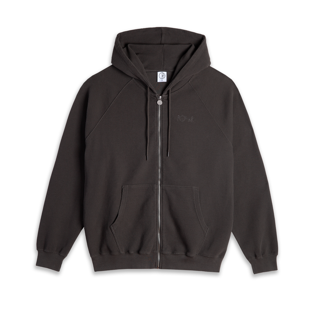Polar Waffle Zip Hoodie - Dirty Black