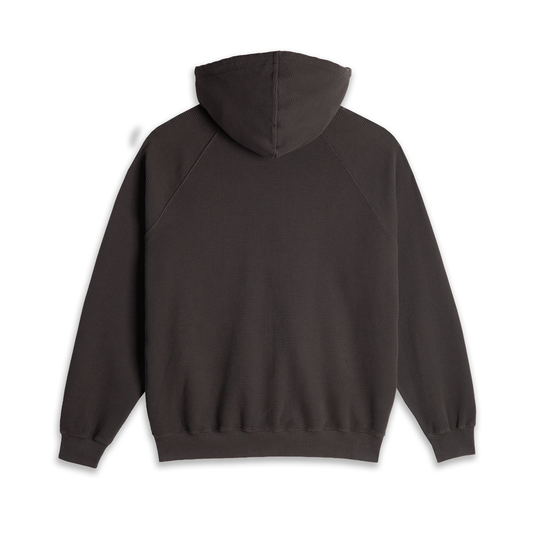 Polar Waffle Zip Hoodie - Dirty Black