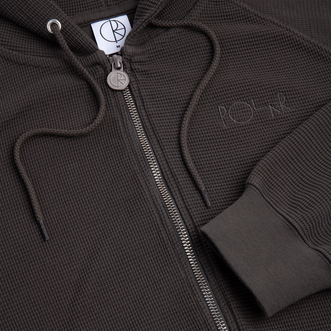 Polar Waffle Zip Hoodie - Dirty Black