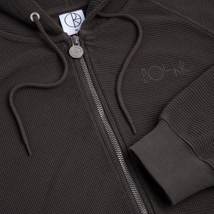 Polar Waffle Zip Hoodie - Dirty Black