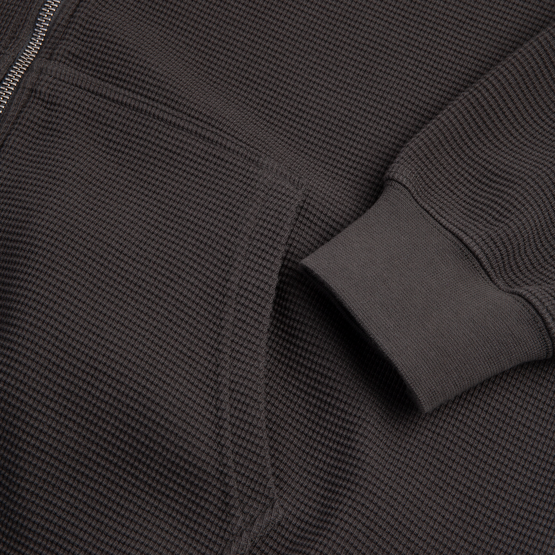 Polar Waffle Zip Hoodie - Dirty Black