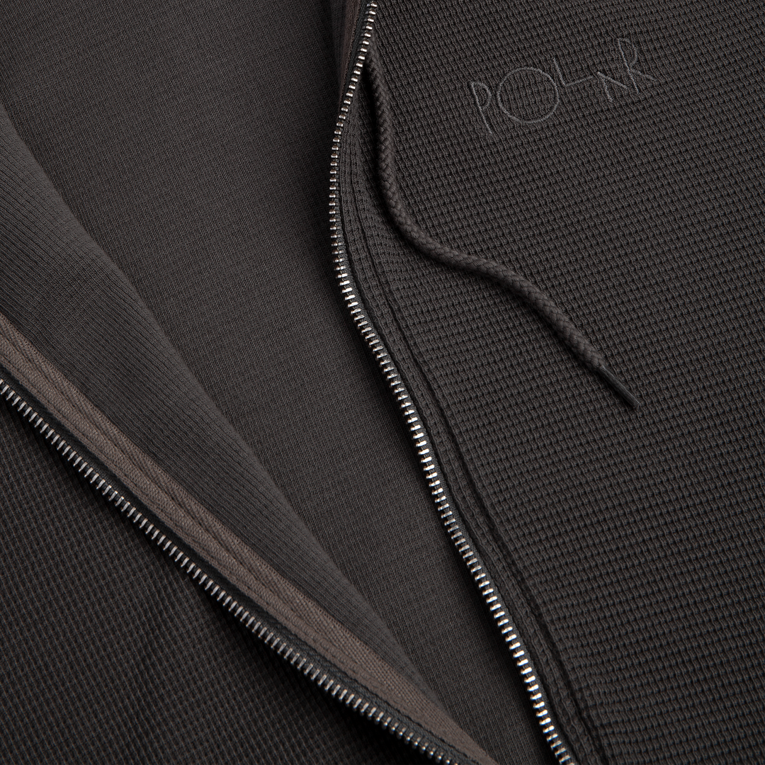 Polar Waffle Zip Hoodie - Dirty Black