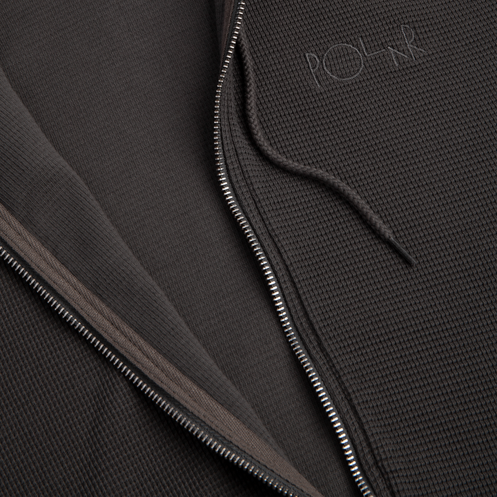 Polar Waffle Zip Hoodie - Dirty Black