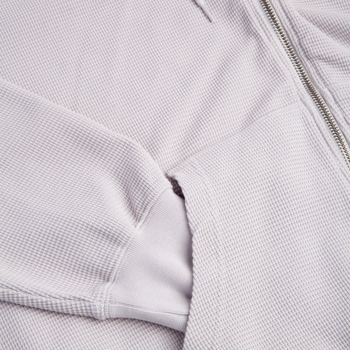 Polar Waffle Zip Hoodie - Pale Taupe