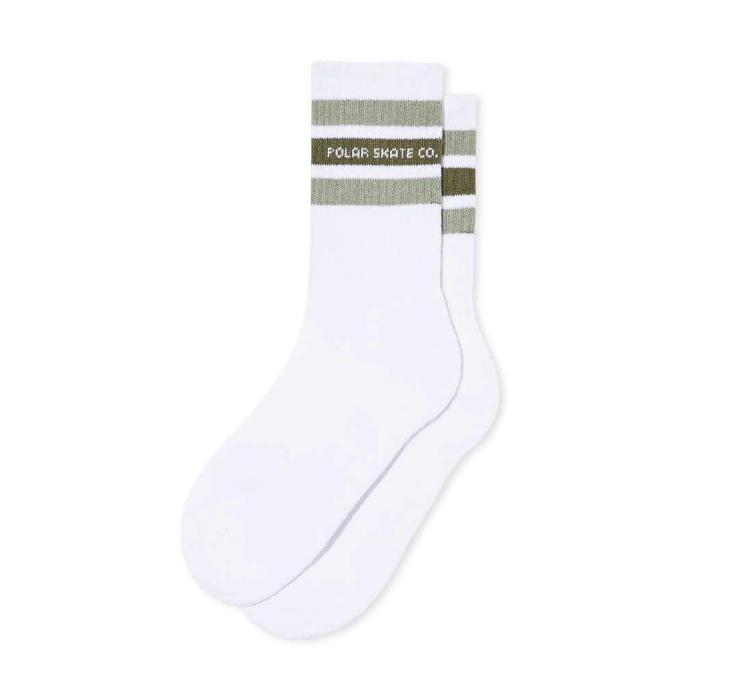 Polar Rib Socks Fat Stripe - White / Sage