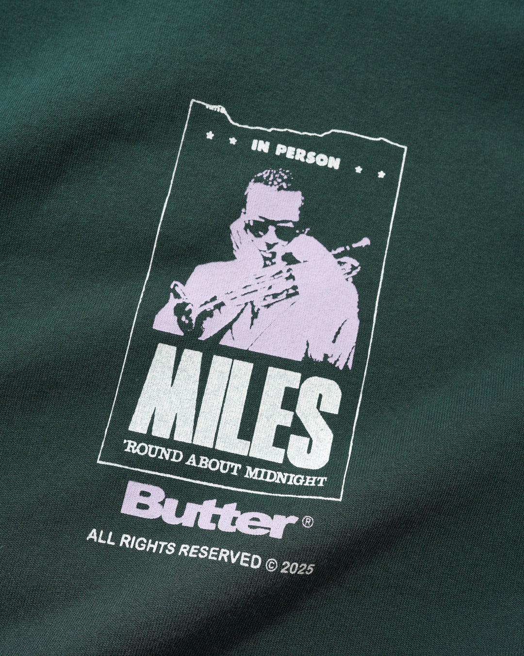 Butter x Miles Davis Round About MIdnight Tee - Dark Forest