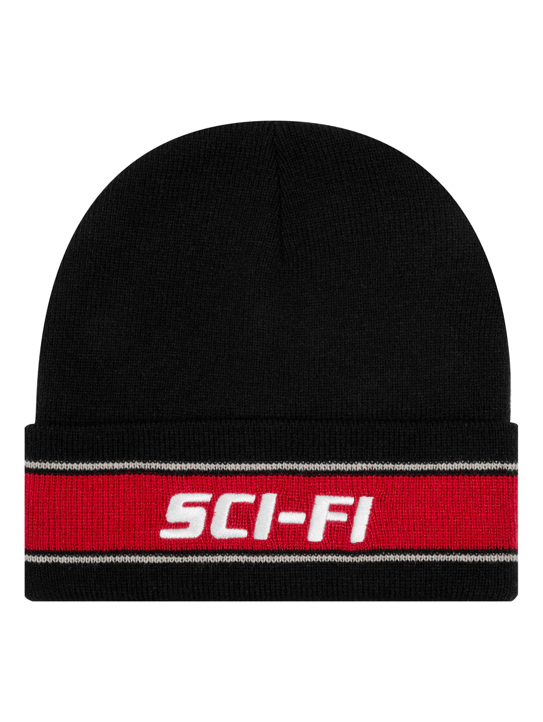 Sci Fi Fantasy Stripe Fold Beanie - Black