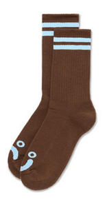 Polar Rib Socks Happy Sad - Brown / Blue