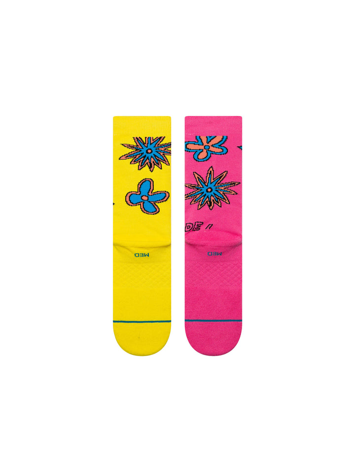 Stance De La Soul 3 Feet High Crew Sock - Pink / Yellow