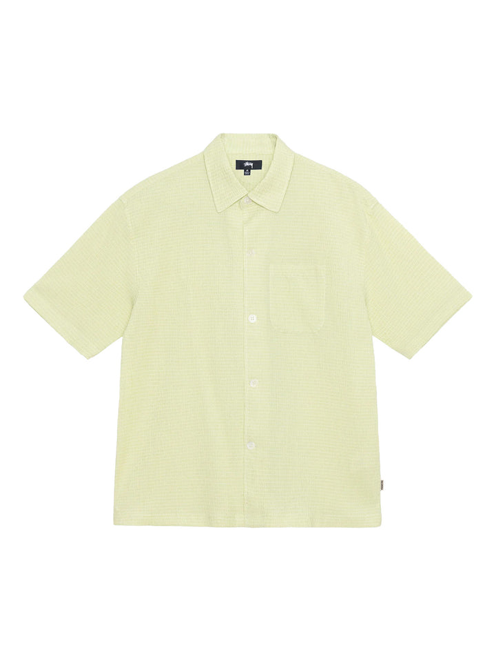 Stussy Boxy Flat Hem Crinkled Shirt - Lime