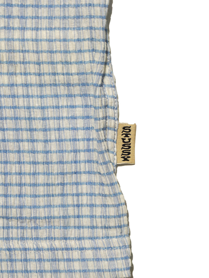 Stussy Boxy Flat Hem Crinkled Shirt - Blue Check