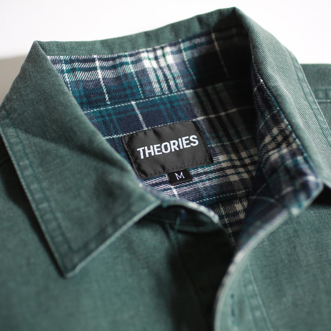 Theories Union Flannel Lined Button Shirt - Sea Green