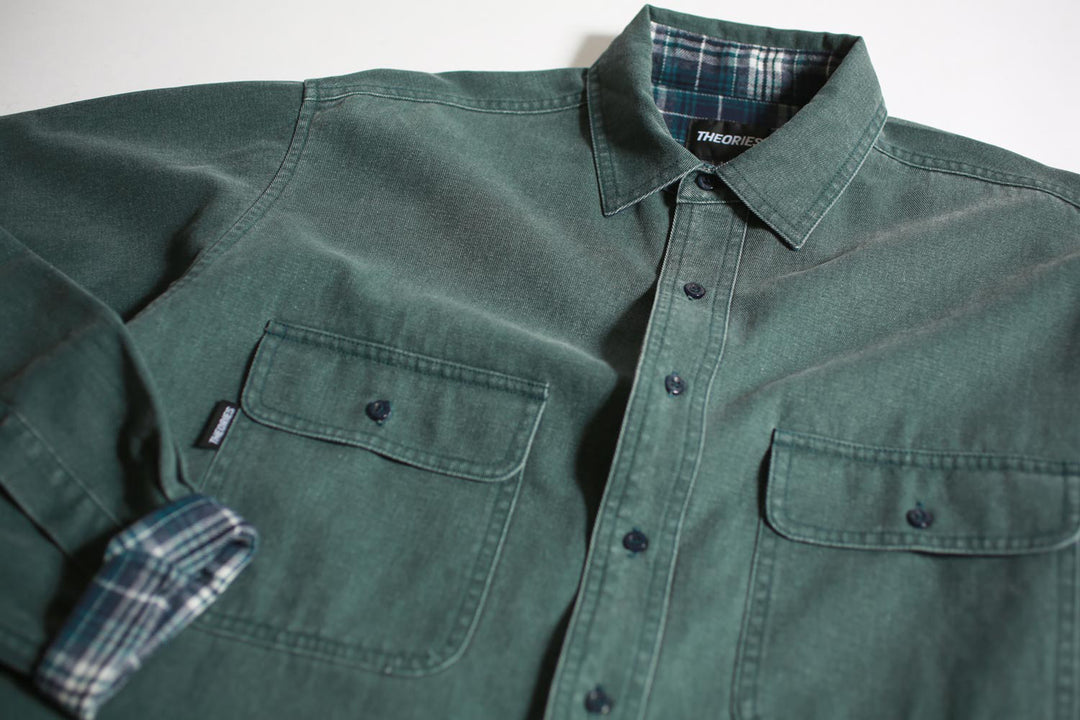 Theories Union Flannel Lined Button Shirt - Sea Green