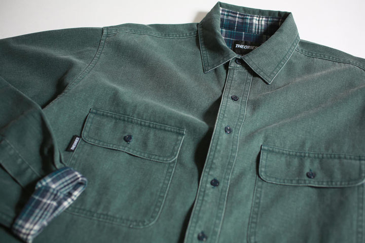 Theories Union Flannel Lined Button Shirt - Sea Green