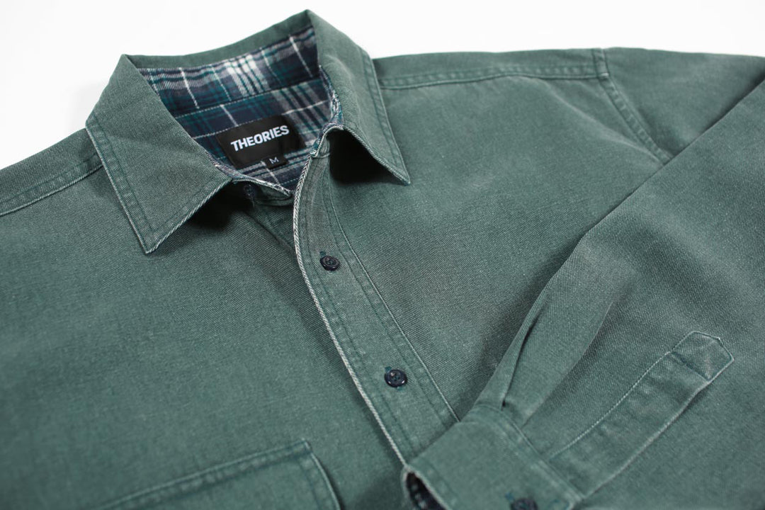 Theories Union Flannel Lined Button Shirt - Sea Green