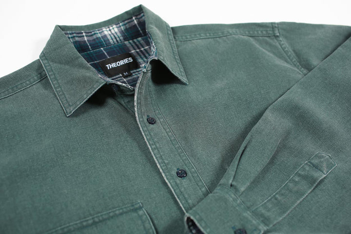 Theories Union Flannel Lined Button Shirt - Sea Green