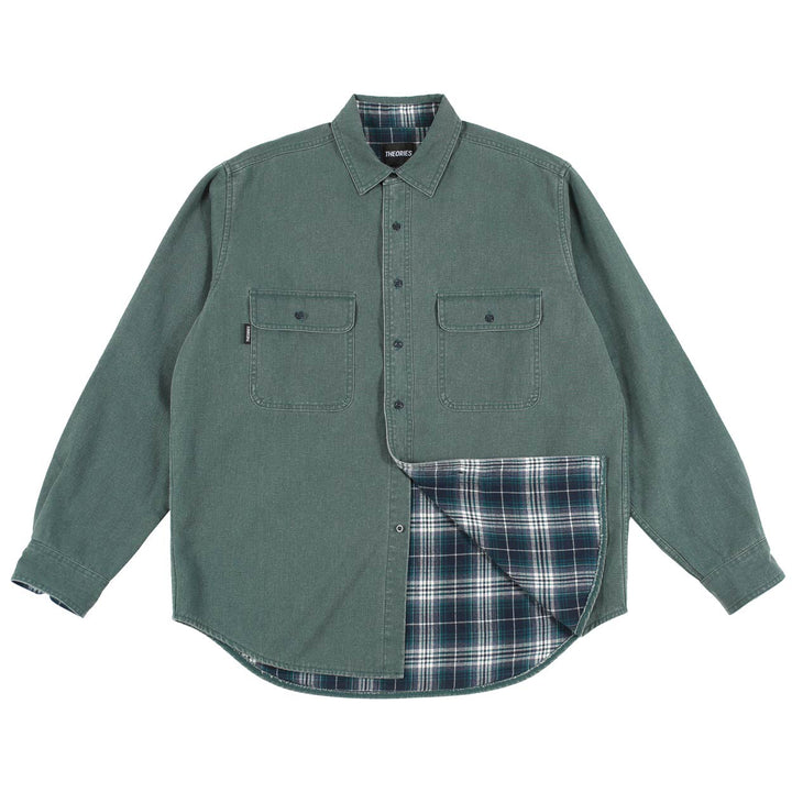 Theories Union Flannel Lined Button Shirt - Sea Green