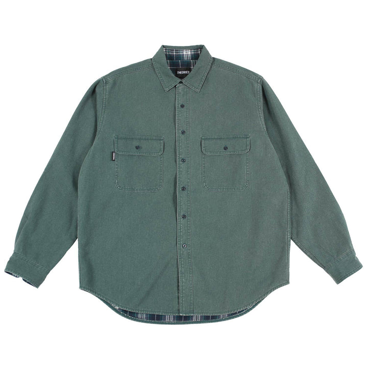 Theories Union Flannel Lined Button Shirt - Sea Green