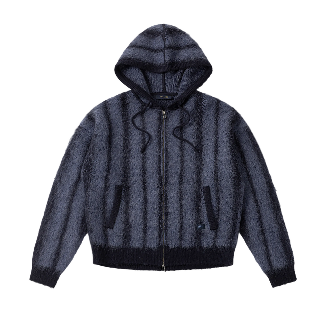 Dime Mohair Striped Zip Hoodie - Blue