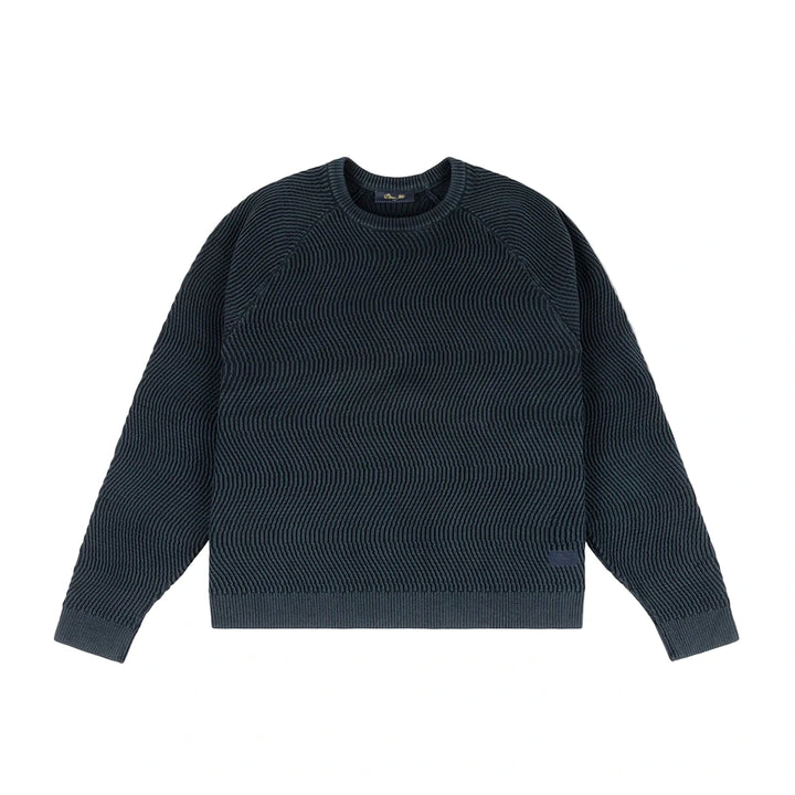 Dime Wave Knit Sweater - Navy
