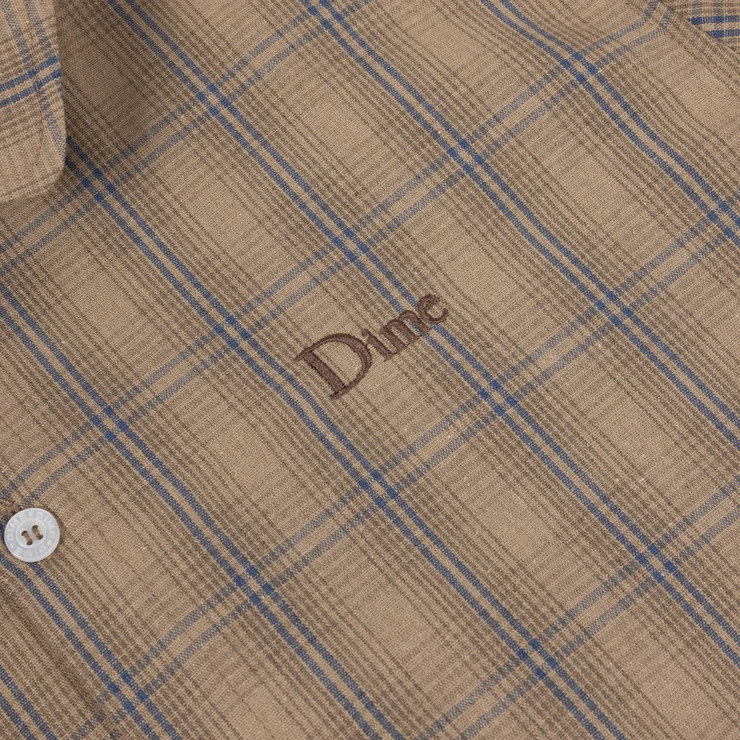 Dime Plaid Button Up Shirt - Brown