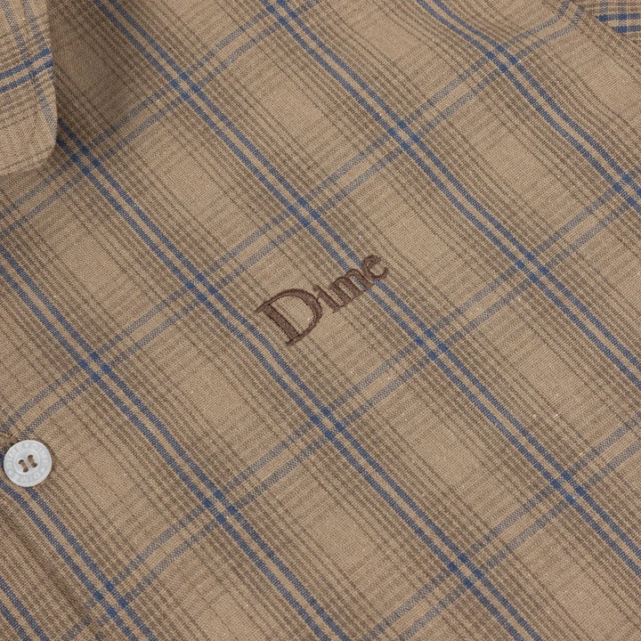 Dime Plaid Button Up Shirt - Brown