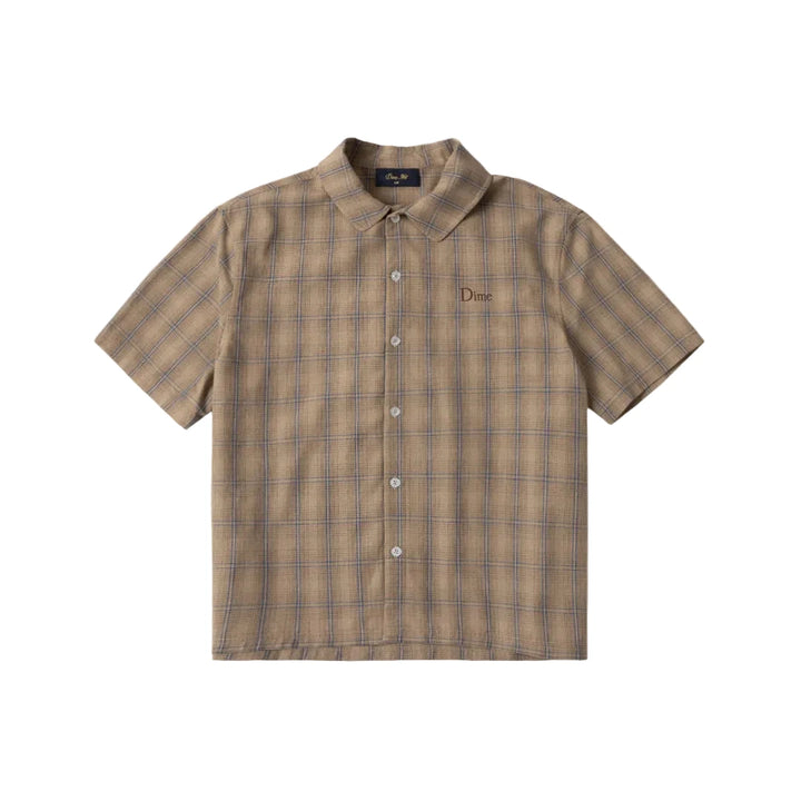 Dime Plaid Button Up Shirt - Brown