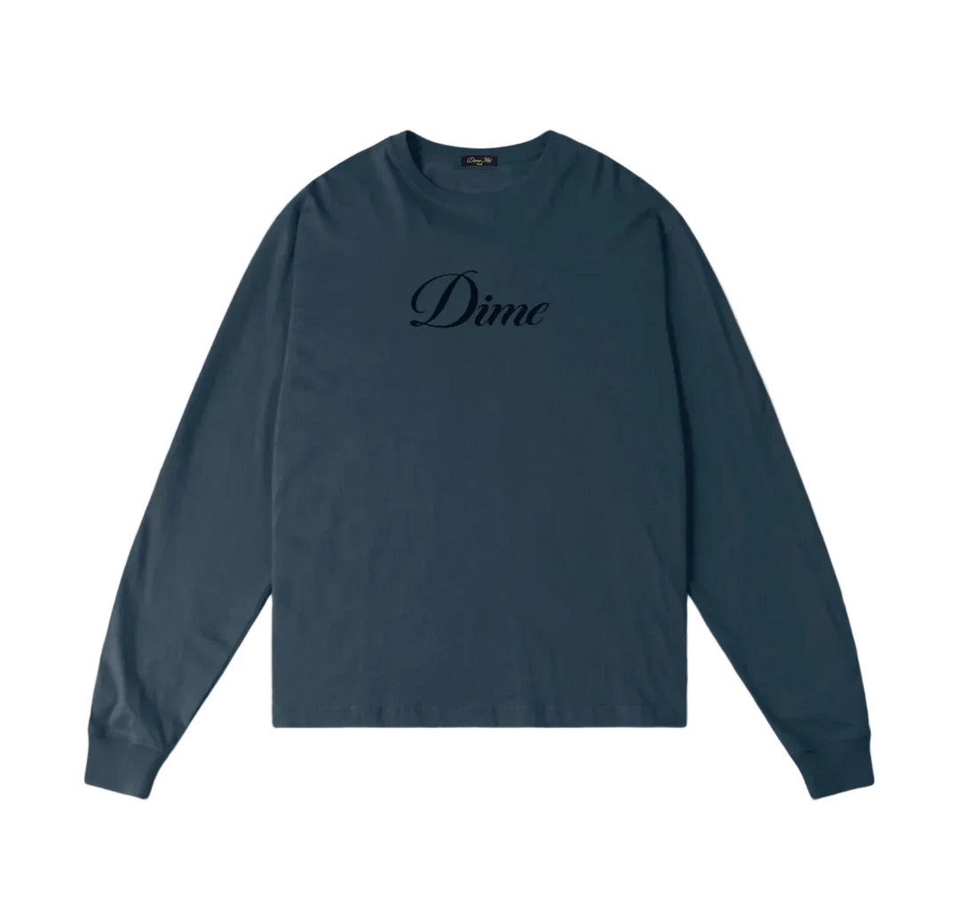 Dime Cursive LS T-Shirt - Navy