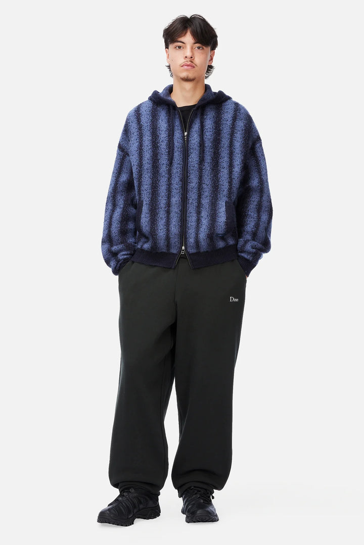 Dime Mohair Striped Zip Hoodie - Blue