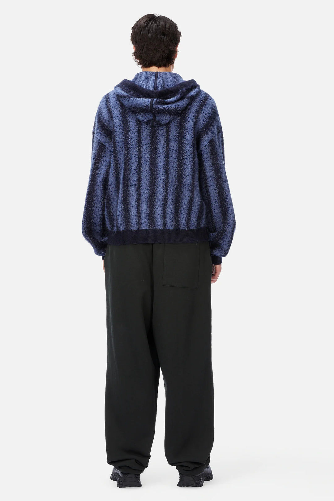 Dime Mohair Striped Zip Hoodie - Blue
