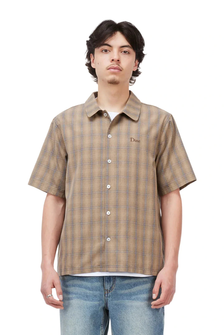Dime Plaid Button Up Shirt - Brown