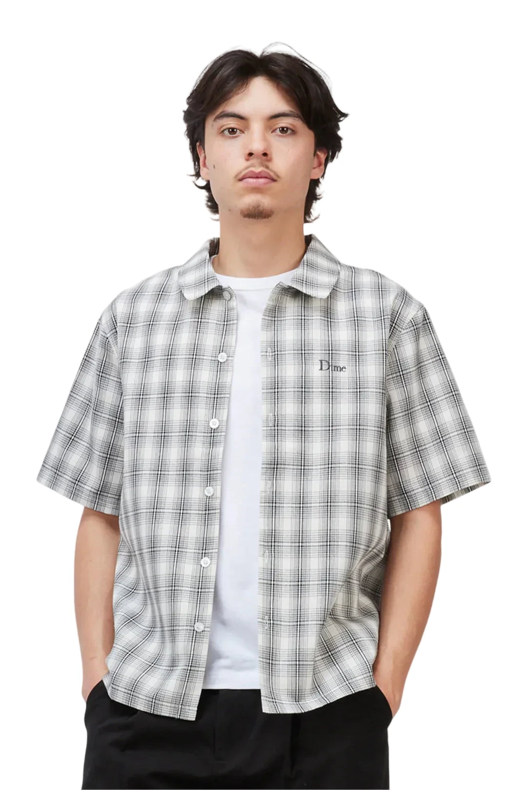 Dime Plaid Button Up Shirt - Gray