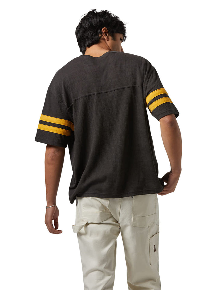 Brixton Vintage Football Mesh Jersey T-Shirt - Washed Black / Ray Flower